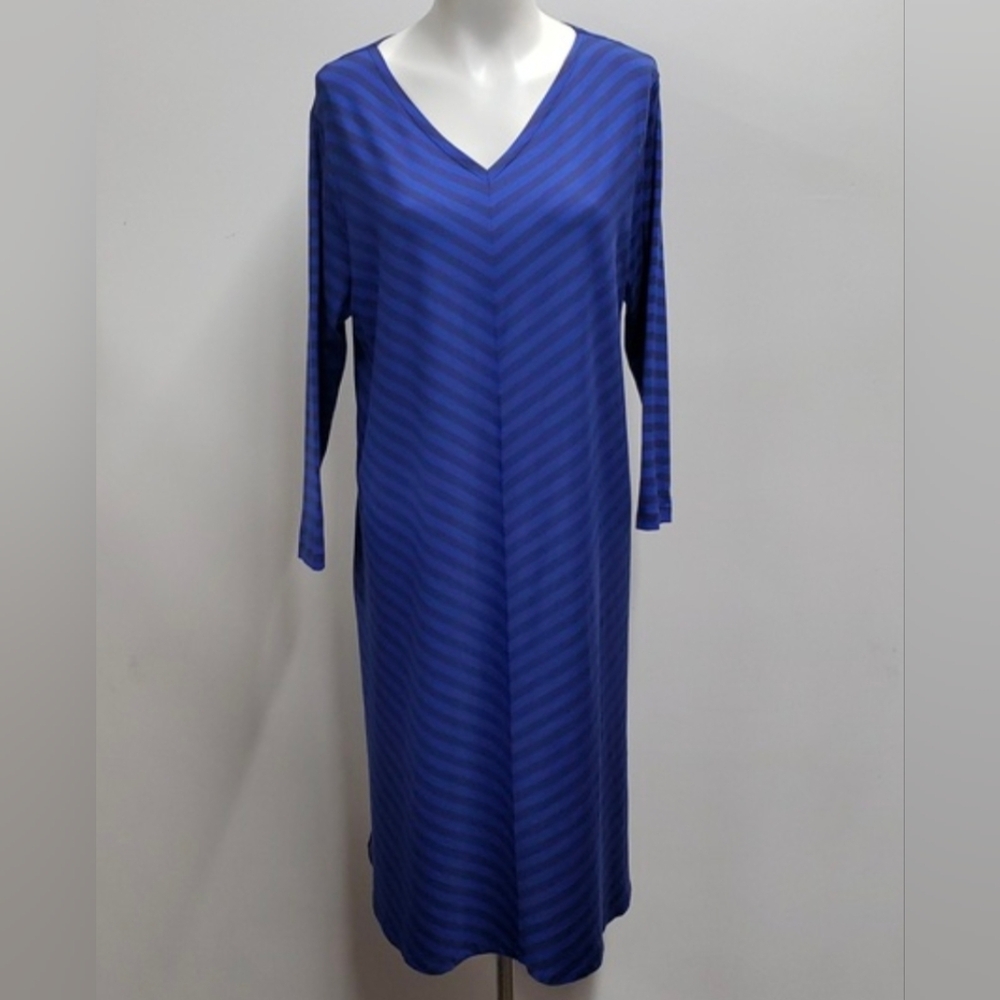 Gudrun Sjödén A-Line Tunic Shift Dress Women's Size XL Chevron Largenlook Layer